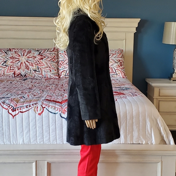 BETTY ROSE VINTAGE BLACK FAUX FUR COAT SZ S/M - Picture 5 of 15